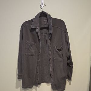 Aerie Dark Grey Terrycloth Shacket, Medium